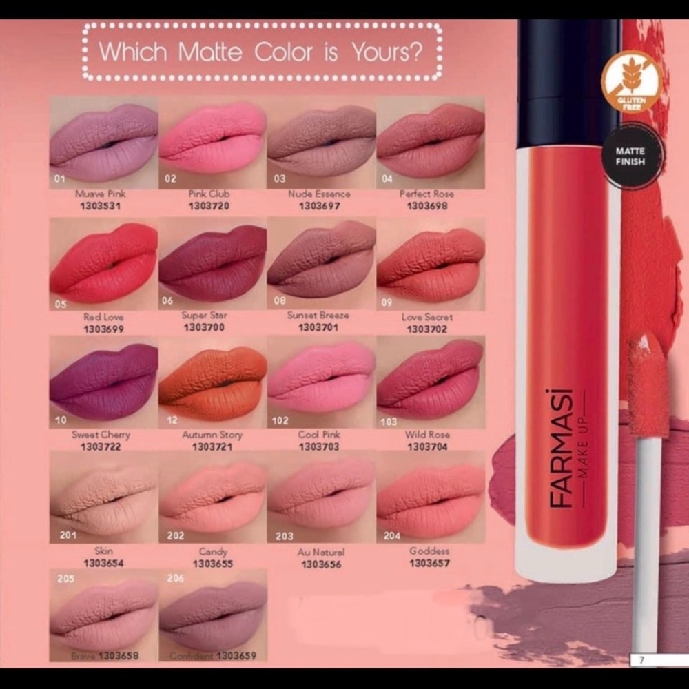 Farmasi Matte Liquid Lipstick - shades in description